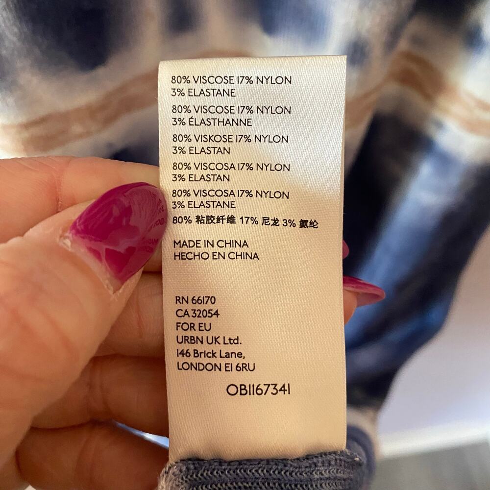 Anthropologie Blue White Kato Tie Dye Short Sleeve Midi Dress Women size Medium - Picture 10 of 12